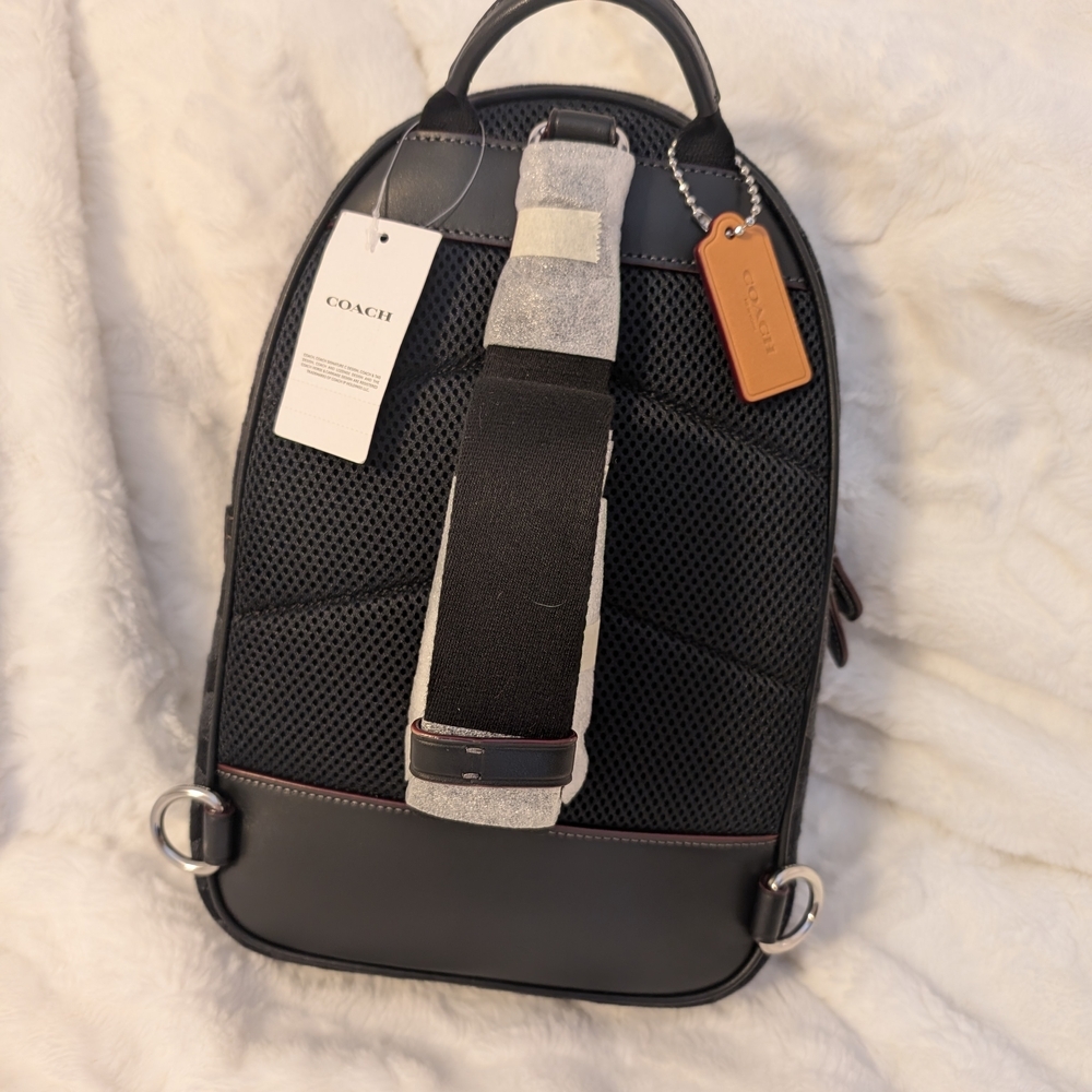 Coach Denim Backpack Signature C Black & Gray NWT Unisex - Picture 2 of 10